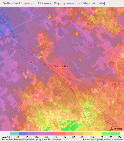 Soltvadkert,Hungary Elevation Map