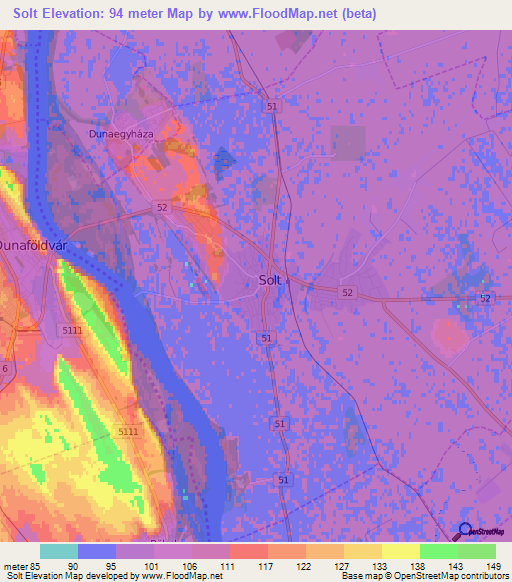 Solt,Hungary Elevation Map