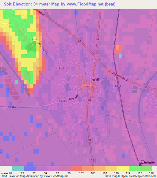 Solt,Hungary Elevation Map