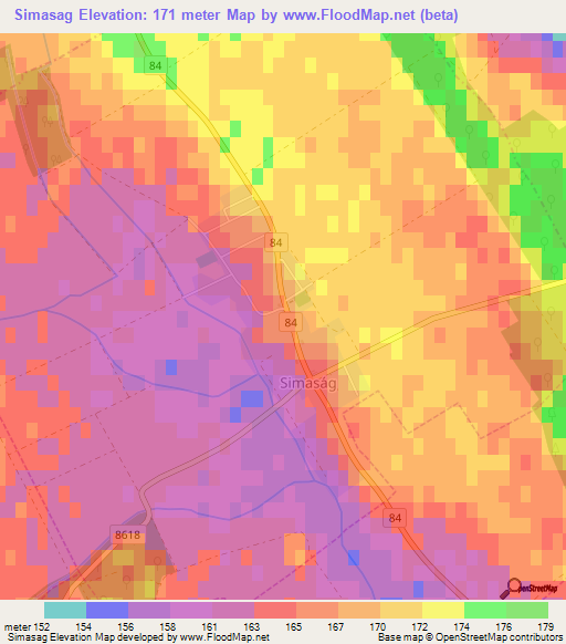 Simasag,Hungary Elevation Map