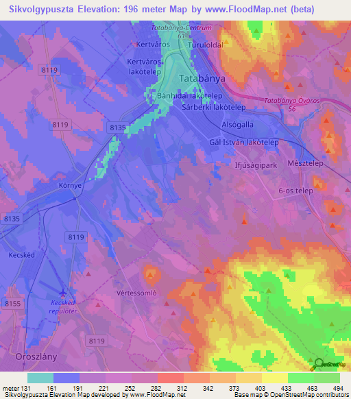Sikvolgypuszta,Hungary Elevation Map