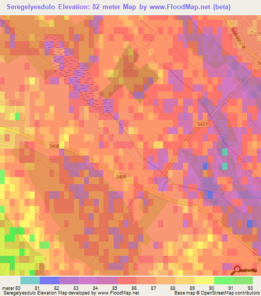Seregelyesdulo,Hungary Elevation Map