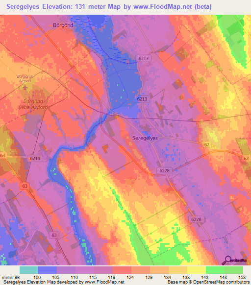 Seregelyes,Hungary Elevation Map