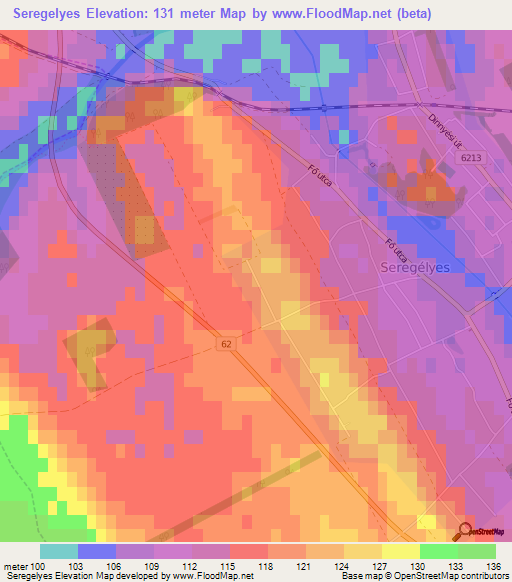 Seregelyes,Hungary Elevation Map