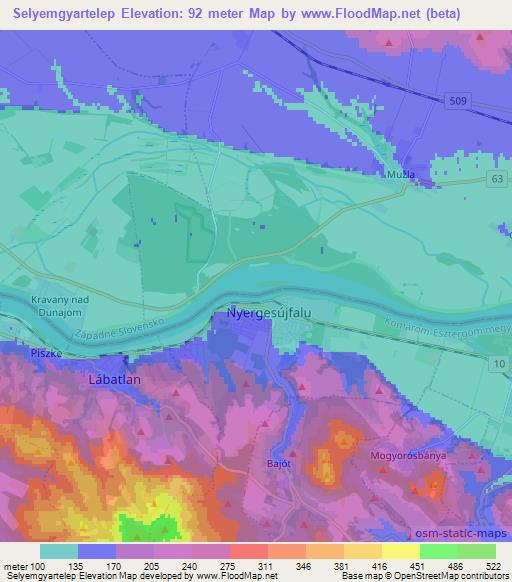 Selyemgyartelep,Hungary Elevation Map