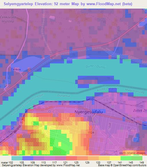 Selyemgyartelep,Hungary Elevation Map