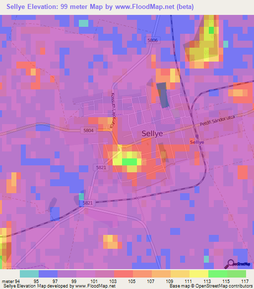 Sellye,Hungary Elevation Map