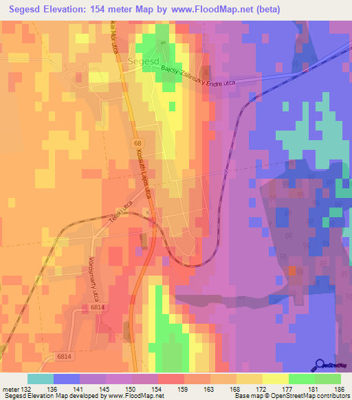 Segesd,Hungary Elevation Map