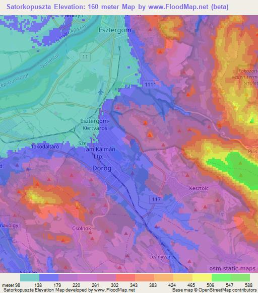 Satorkopuszta,Hungary Elevation Map