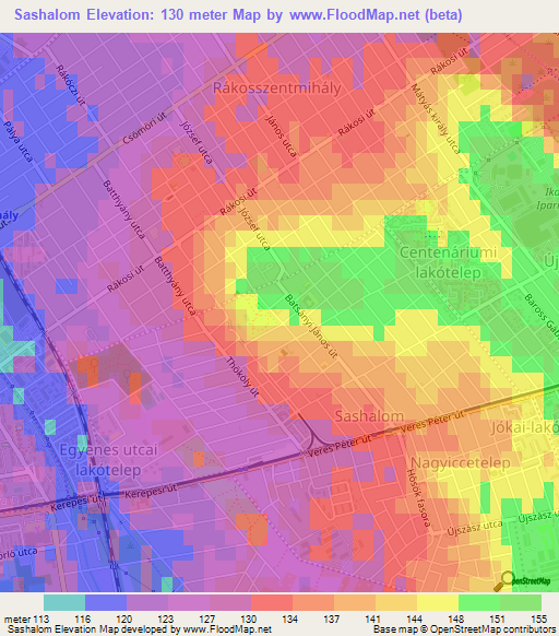 Sashalom,Hungary Elevation Map