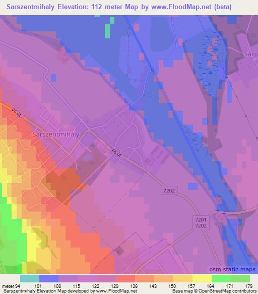 Sarszentmihaly,Hungary Elevation Map