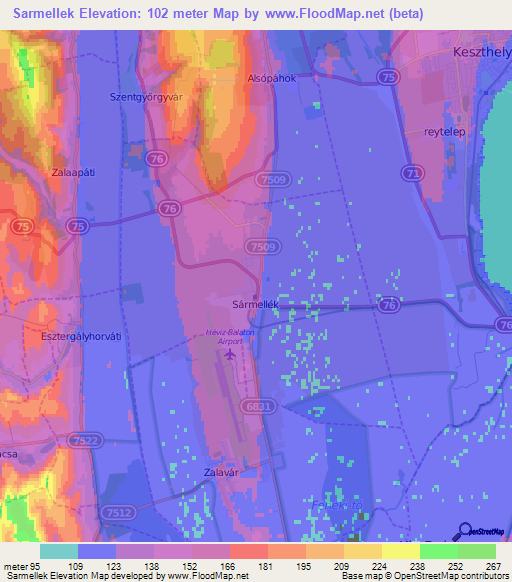 Sarmellek,Hungary Elevation Map