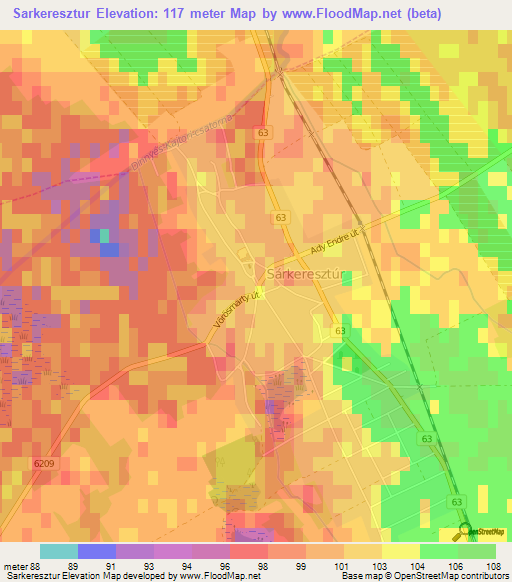 Sarkeresztur,Hungary Elevation Map