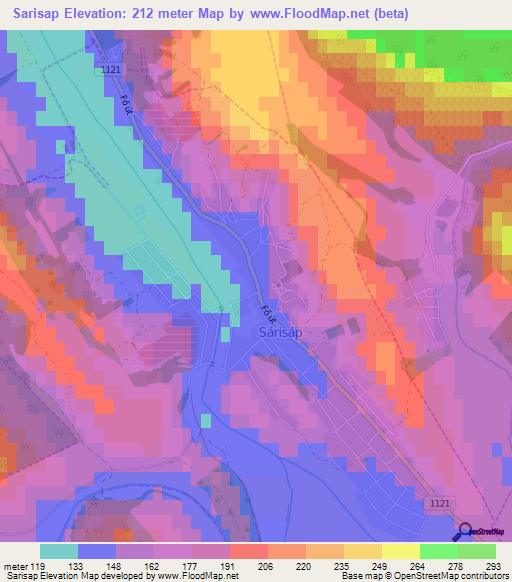 Sarisap,Hungary Elevation Map
