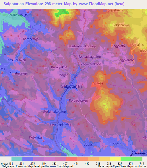 Salgotarjan,Hungary Elevation Map