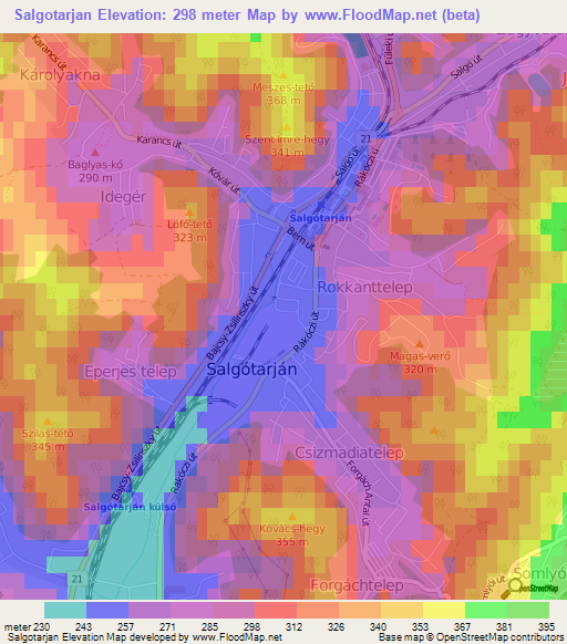 Salgotarjan,Hungary Elevation Map