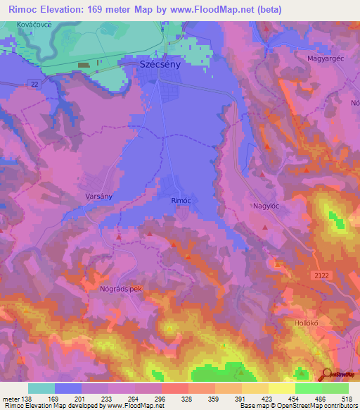 Rimoc,Hungary Elevation Map