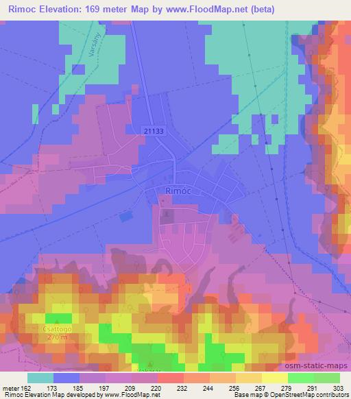 Rimoc,Hungary Elevation Map