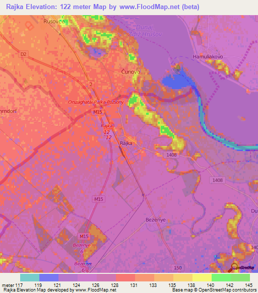 Rajka,Hungary Elevation Map