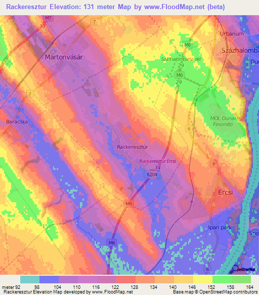 Rackeresztur,Hungary Elevation Map