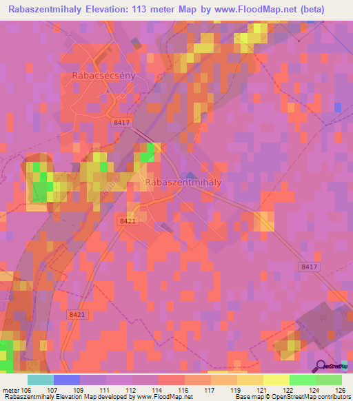 Rabaszentmihaly,Hungary Elevation Map