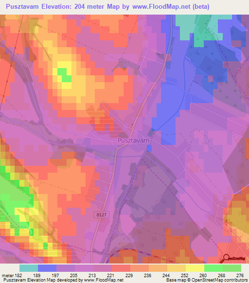 Pusztavam,Hungary Elevation Map