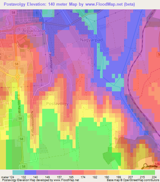 Postavolgy,Hungary Elevation Map