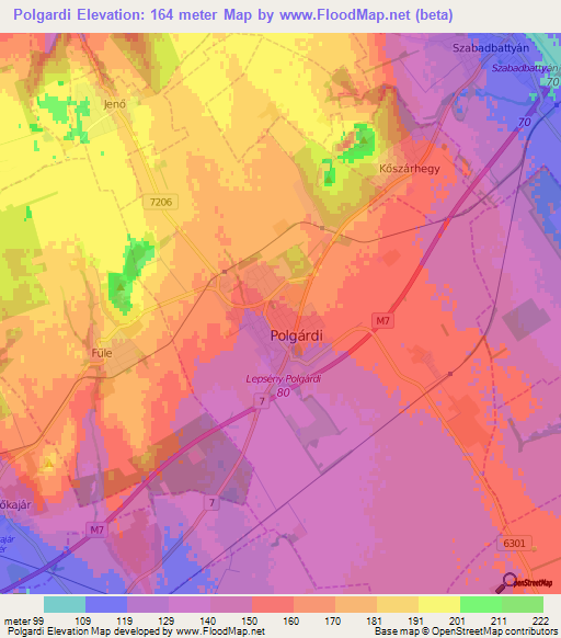 Polgardi,Hungary Elevation Map
