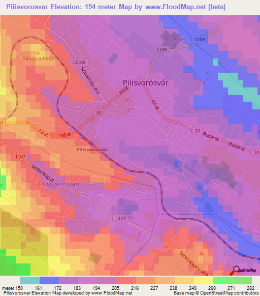 Pilisvorosvar,Hungary Elevation Map