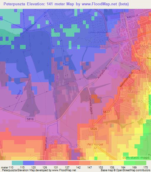 Peterpuszta,Hungary Elevation Map