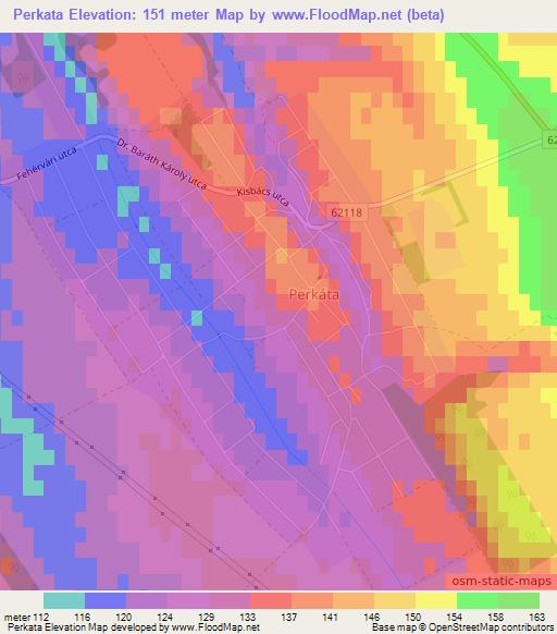 Perkata,Hungary Elevation Map