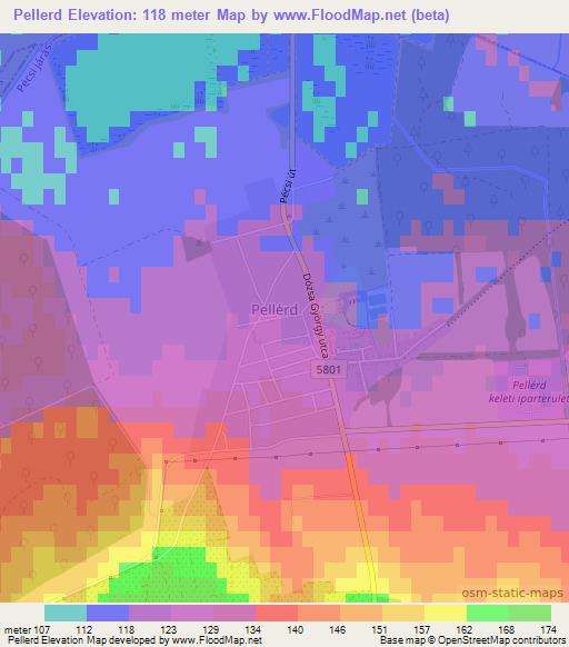 Pellerd,Hungary Elevation Map