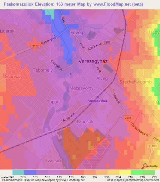 Paskomszollok,Hungary Elevation Map