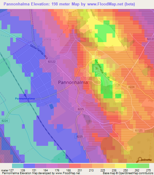 Pannonhalma,Hungary Elevation Map