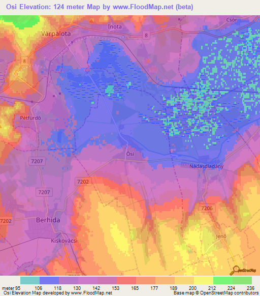 Osi,Hungary Elevation Map