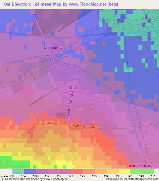 Osi,Hungary Elevation Map