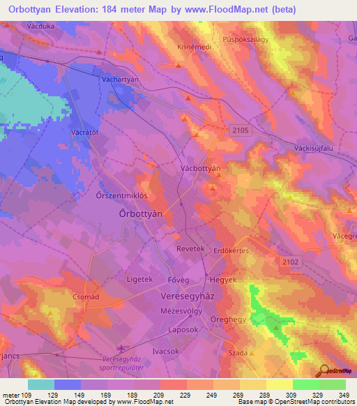 Orbottyan,Hungary Elevation Map