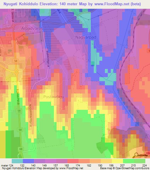 Nyugati Kohiddulo,Hungary Elevation Map