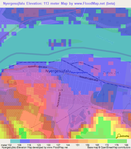 Nyergesujfalu,Hungary Elevation Map