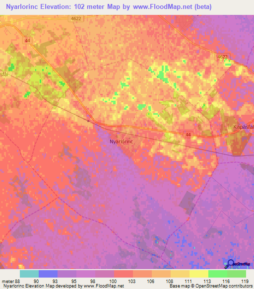 Nyarlorinc,Hungary Elevation Map
