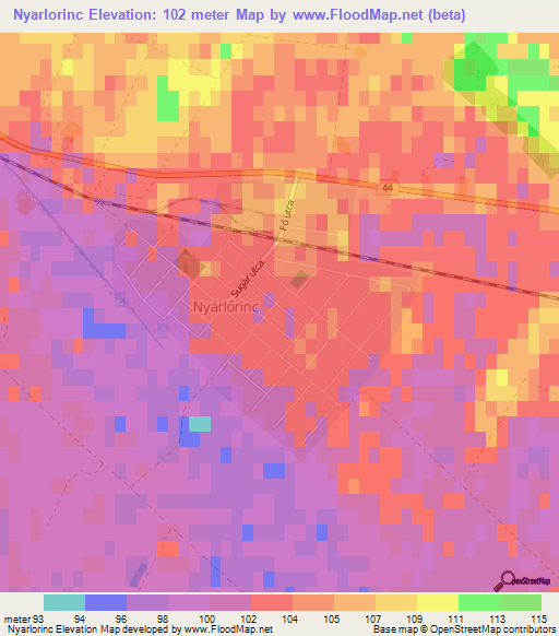 Nyarlorinc,Hungary Elevation Map
