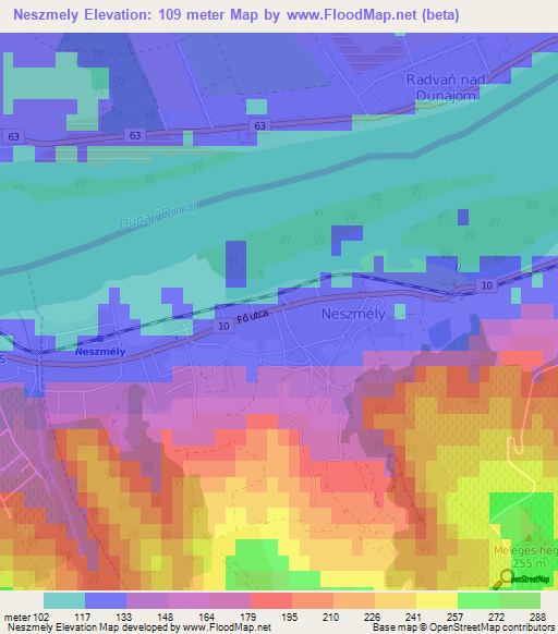 Neszmely,Hungary Elevation Map