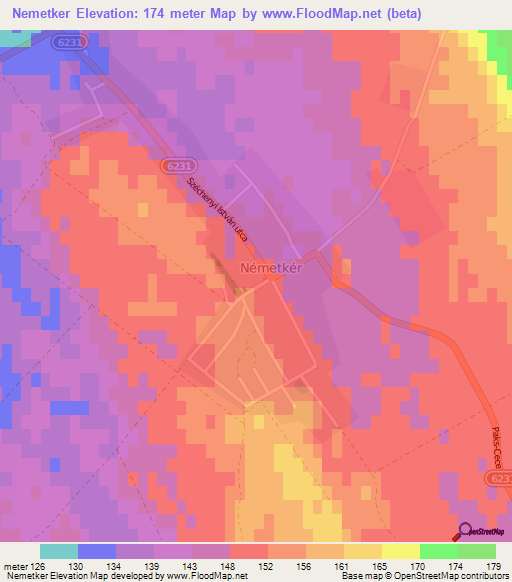 Nemetker,Hungary Elevation Map