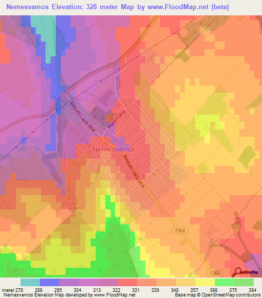 Nemesvamos,Hungary Elevation Map