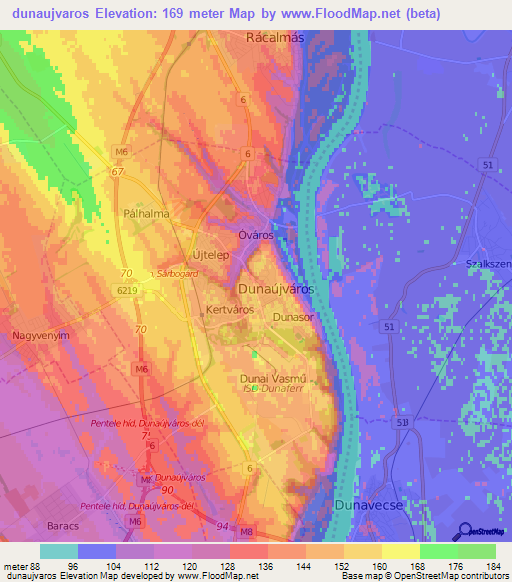 dunaujvaros,Hungary Elevation Map