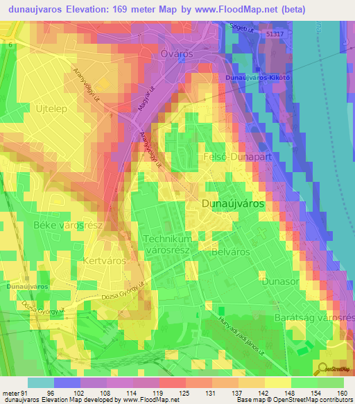 dunaujvaros,Hungary Elevation Map
