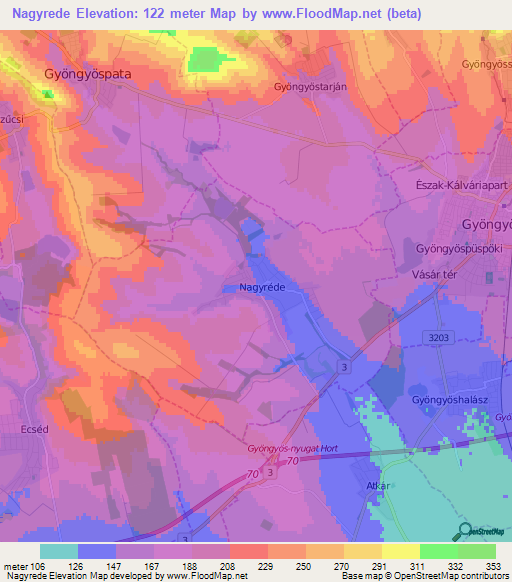 Nagyrede,Hungary Elevation Map