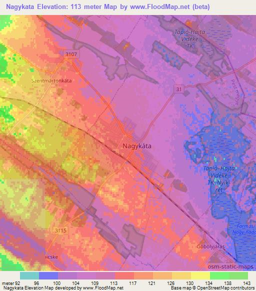 Nagykata,Hungary Elevation Map