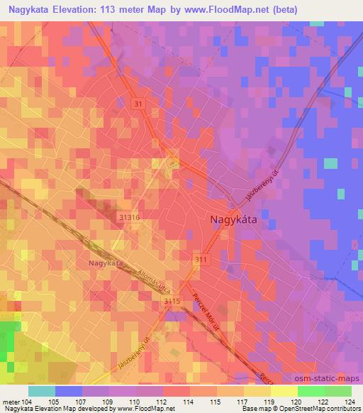 Nagykata,Hungary Elevation Map
