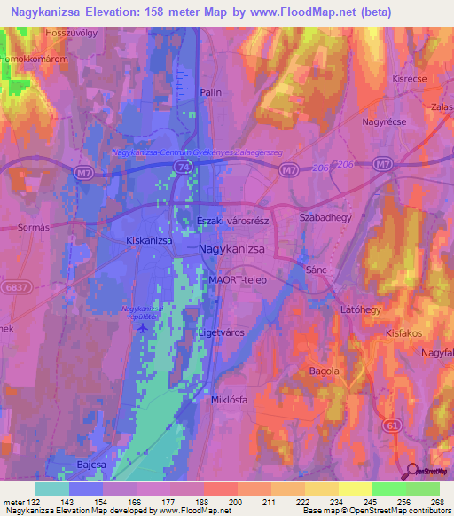 Nagykanizsa,Hungary Elevation Map